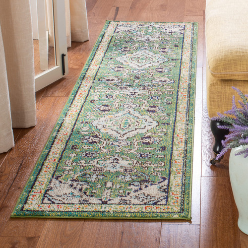 Alfombra De Pasillo 66 X 427 Cm Verde Turquesa Bohemia