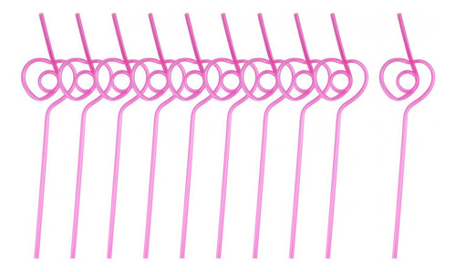 10 Pajitas En Forma De Corazón Para Fiestas, Pajitas