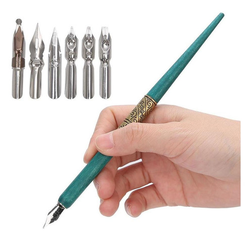 Kit De Pluma Y 6 Plumillas Para Caligrafía Inglesa