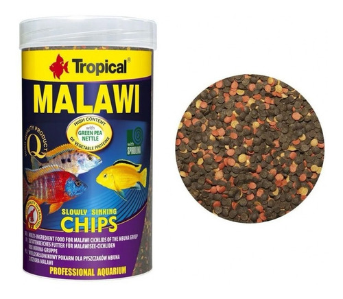 Ração Para Ciclídeos Herbívoros Tropical Malawi Chips 130g