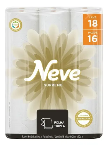 Papel Higiênico Supreme Folha Tripla Com 18 Rolos Neve