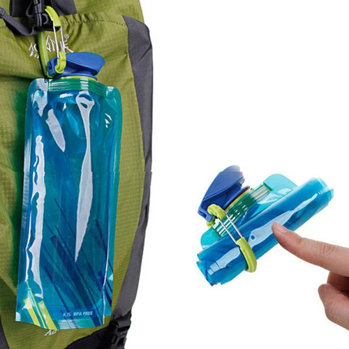 2pzas Botella De Agua Plegable 700ml Bolsa Para Agua Viaje