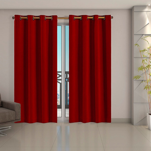 Cortina Blackout Class Corta Luz 70 % Tecido 2,70 M X 2,30 M Cor Vermelho