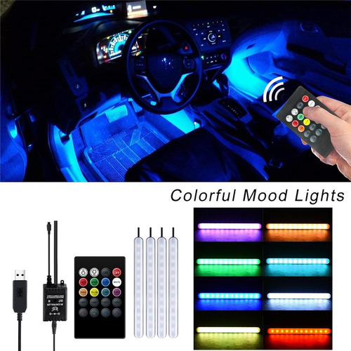 Imagem 2 de 9 de Carro Home Rgb Led Strip Luz Atmosfera Pé Luzes Ambientes