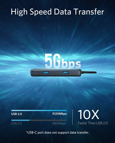 Imagen 6 de 8 de Adaptador Usb-c - Anker - 2 Port Usb 3.0 Hdmi Sd/msd Red Pd