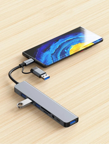 Hub Adaptador Usb Tipo C 8 En 2 Para Mac Macbook Windows