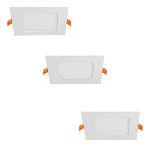 3 Plafones/panel Led De Embutir Cuadrado 6w Frio I Nido