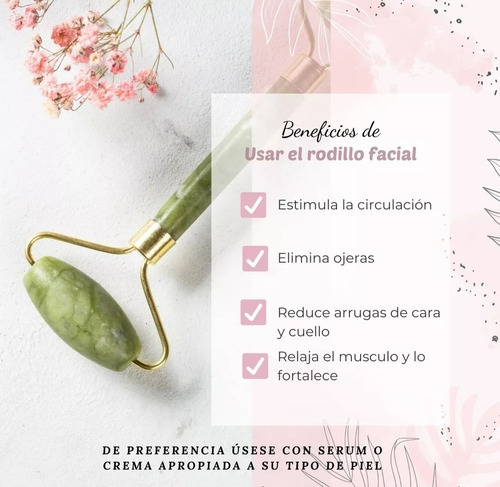 Rodillo De Jade Y Guasha Kit Masaje Facial Antiedad Tonifica