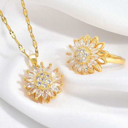(a) Collar De Girasol Con Colgante De Circonitas Giratorias