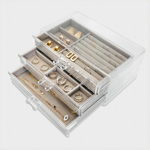 Mffore Caja Organizadora De Joyas De Acrílico Transparente C