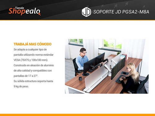Imagen 4 de 8 de Soporte De Mesa Doble Monitor Jd Modelo Pgsa2-m8a 17 A 27 -*