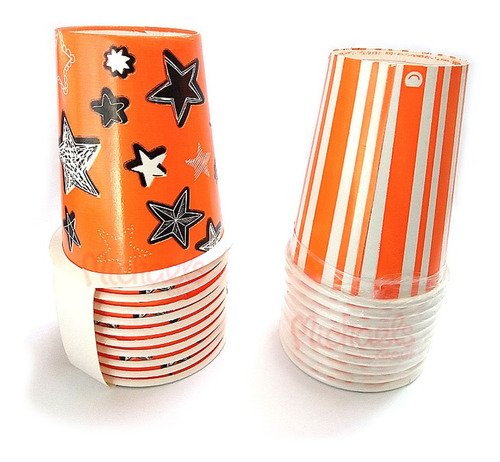 Vasos X10 Polipapel Estampados Descartables Fiesta  8oz C