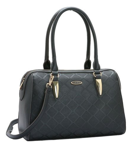 Bolsa Tote Transversal Bau Feminina Chenson 3484465 Texturas Cor Preto