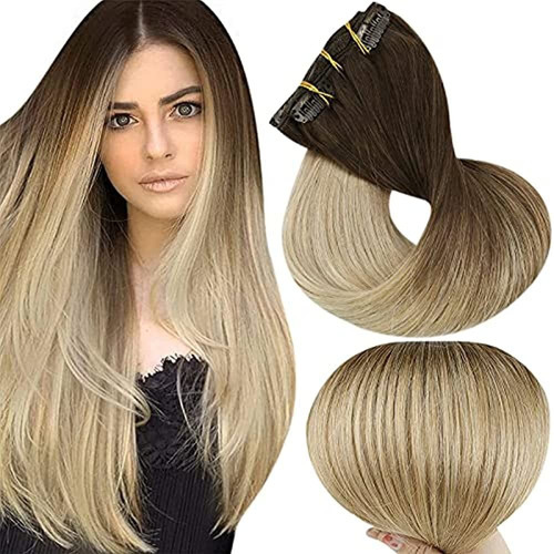 Clip De Brillo Completo En Extensiones Cabello Humano 14 Pul