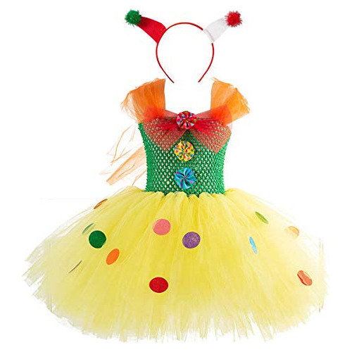 Circo Clown Girl Traje Hecho Mano Tutu Vestido Niños D...