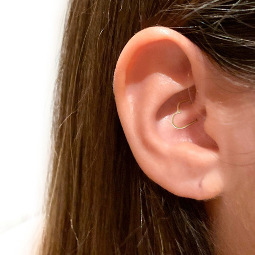 Piercing Orelha Daith Coração Ouro 18k Cor Dourado