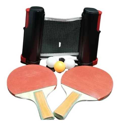 Kit Malla Adaptable + Raquetas+ Ping Pong Tenis De Mesa