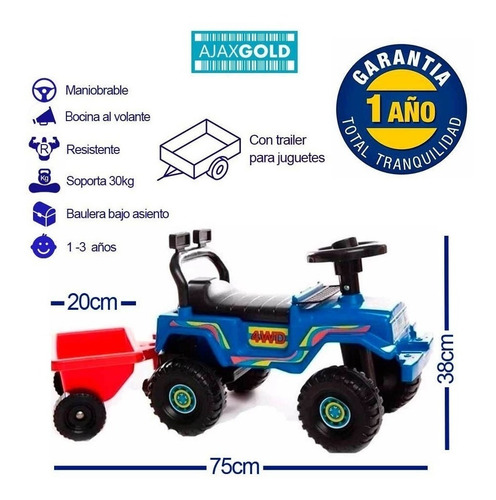 Andarin Pata Pata Toyota Trailer Porta Juguetes Caminador