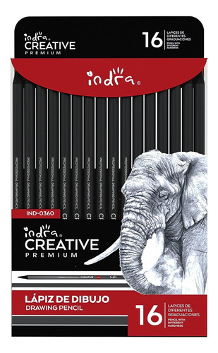 Set Lápices De Dibujo Indra Profesional 16pz Grafito 14b-4h