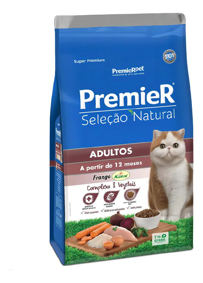 Ração Premier Gatos Adultos Seleção Natural Frango 1,5kg