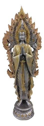 Escultura Zen Buda Tibetano Mudra Saludo Decorativo Armonía 