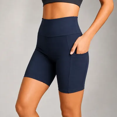 Bermuda Feminina Academia Short Com Bolsos Laterais Corrida