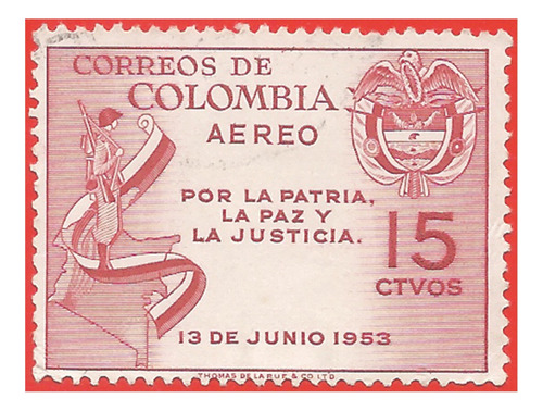 1954. Estampilla 1er. Aniversario 13 De Junio, Colombia Slg1