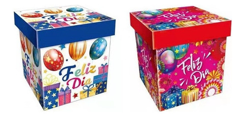 Pack 12 Cajas De Regalo Desayuno Feliz Día Globos 22 Cm