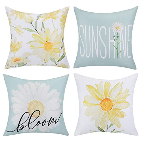 Juego De 4 Fundas De Almohada Exterior Hello Sunshine D...