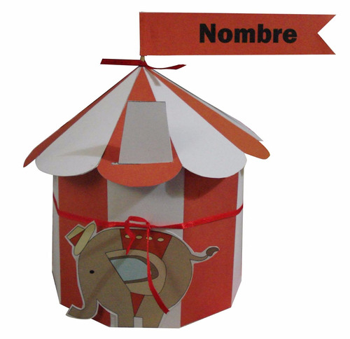 Souvenir Caja Circo Rojo Para Mesa Infantil ,mesa Candy!
