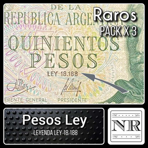 Argentina - Billetes Pesos Ley Con Leyenda - Pack 3