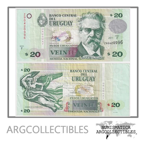 Uruguay Billete 20 Pesos 2011 P-86 Vf (reposicion)