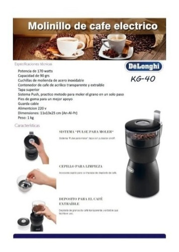 Imagen 4 de 4 de Molinillo De Cafe Delonghi 90grs Kg40 Digiya