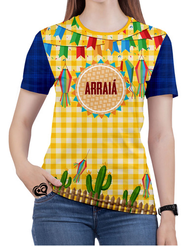 Camiseta Festa Junina Feminina Arraia Xadrez São João Est3