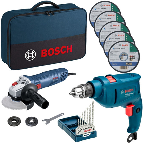 Kit Bosch Esmerilhadeira Gws700 Furadeira Impact Gsb450 110v