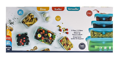 Set De 12 Contenedores Para Alimentos De Silicona