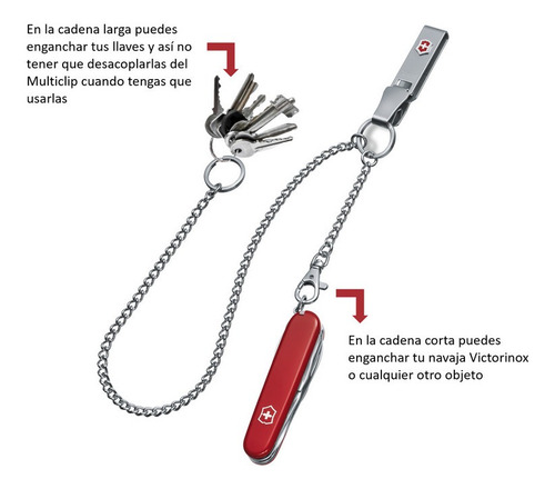 Imagen 2 de 4 de Llavero De Acero Victorinox Multiclip Con Cadena