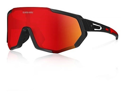 Lentes Deportivos Polarizados De Ciclismo Color Negro Rojo