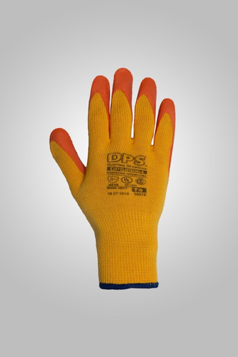 Imagen 2 de 5 de Guante Tejido Sin Costura Recubierto En Latex Rugoso Naranja