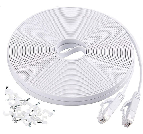 Cable Plano Ethernet Cat6 Internet 15 Metros Blanco