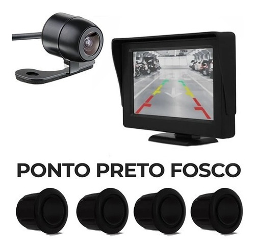 Kit Sensor De Re Preto + Camera + Tela 4.3 Nissan Frontier