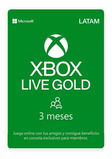 Suscripcion Microsoft Xbox Live Gold 3 Meses Oficial