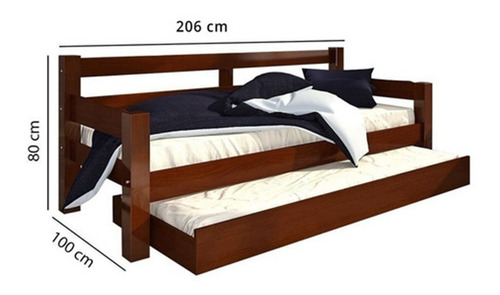 Imagem 4 de 6 de Cama Bicama Solteiro Com Auxiliar Em Madeira Maciça Sem Colc