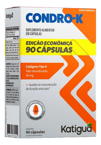 Condro-k Colágeno Tipo Ii - 90 Cápsulas - Katiguá Sabor Sem Sabor