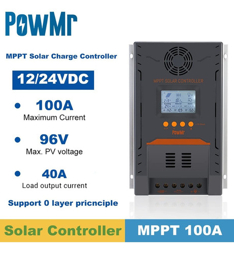 Powmr Controlador Solar Mppt Auto Max Pv Pantalla Lcd