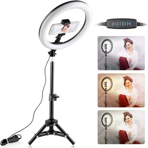 Imagen 3 de 3 de Aro De Luz Led 26cm + Soporte + Trípode 2 M + Rotula 360º