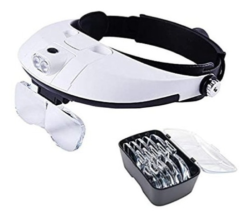 Lupa Con Luz Led Diadema Manos Libres Lupa Visera 5 Lentes 