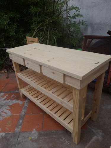 Isla Desayunador De Pino Macizo Listo Para Pintar