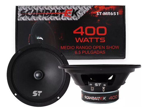 Par De Medios Rangos 6.5 St-mr651 Scandaltek Open Show 400w Color Negro