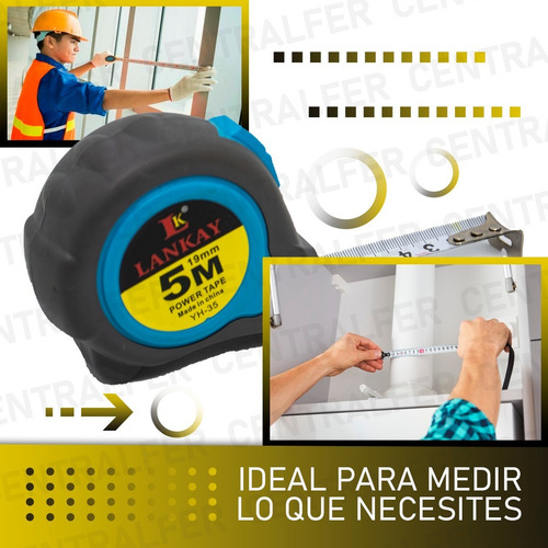 Cinta Métrica 5m Freno Seguridad Clip Metálico 19mm Fleje An